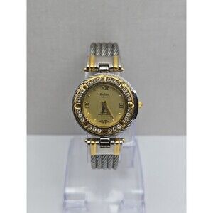 Vintage Rofina Supreme 22K Gold Plated Cable Bracelet Quartz Watch New Battery